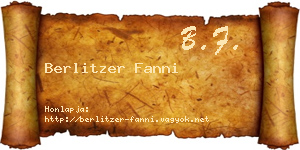 Berlitzer Fanni névjegykártya